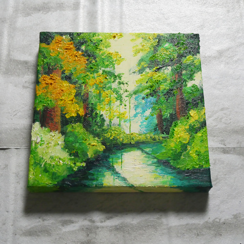 油絵 絵画 アートパネル【森の川】 絵画 HR 通販 15451400