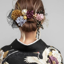 花飾り　成人式　前撮り 豪華造花&ドライフラワー 成人式用髪飾り 前撮り 髪飾り卒業式髪飾り