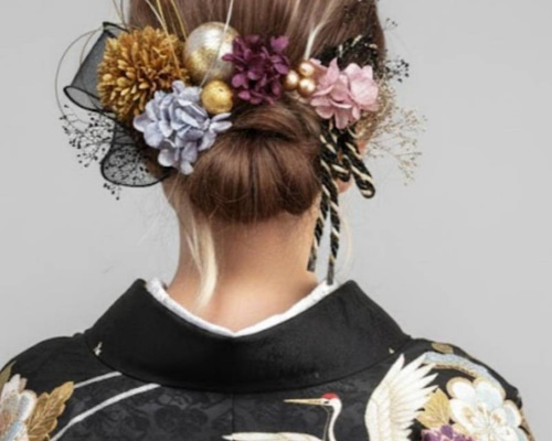 豪華造花&ドライフラワー 成人式用髪飾り 前撮り 髪飾り卒業式髪飾り