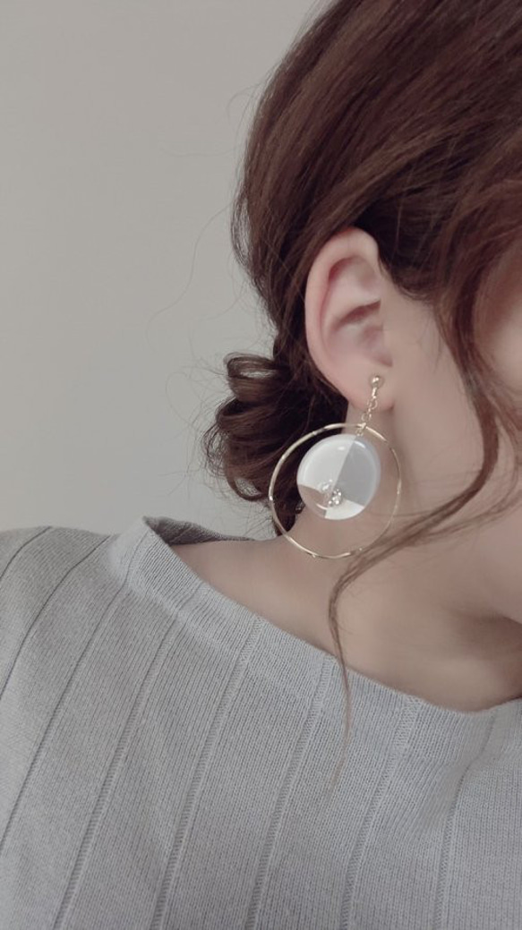 3color big hoop pierce/earring(White) [cc] 2枚目の画像