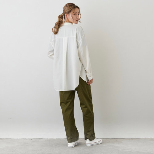 キレイめ素材のベイカーパンツ 裾2WAY S/M/Lサイズ 光沢感 薄手軽量