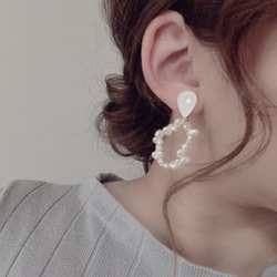 淡水パール hoop color shizuku pierce/earring(White) [cc] 2枚目の画像