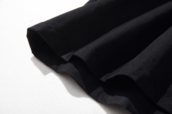 適合全年使用的喇叭裙，長裙，100% 棉，有襯裡，黑色 230209-4 第5張的照片