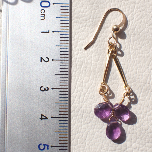 14kgf アメジストのシャンデリア フックピアス 170 ピアス（フック