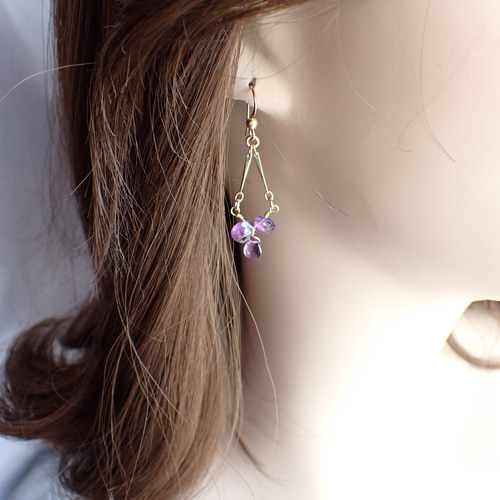 14kgf アメジストのシャンデリア フックピアス 170 ピアス（フック