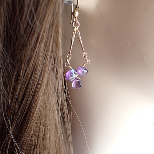 14kgf アメジストのシャンデリア フックピアス 170 ピアス（フック