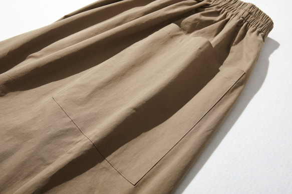 一年四季都可以使用的質感喇叭裙 長裙 100%棉 內襯棕色 230209-2 第8張的照片