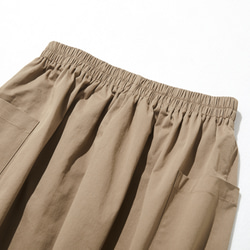 一年四季都可以使用的質感喇叭裙 長裙 100%棉 內襯棕色 230209-2 第10張的照片