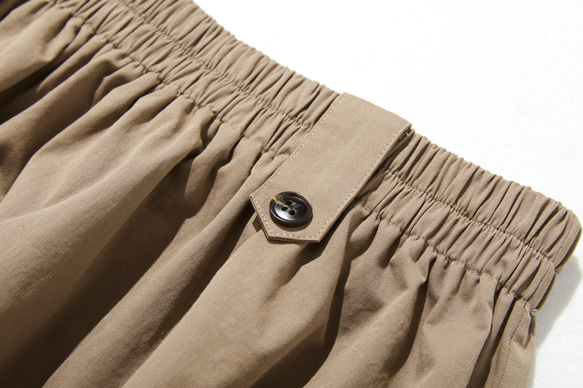 一年四季都可以使用的質感喇叭裙 長裙 100%棉 內襯棕色 230209-2 第4張的照片