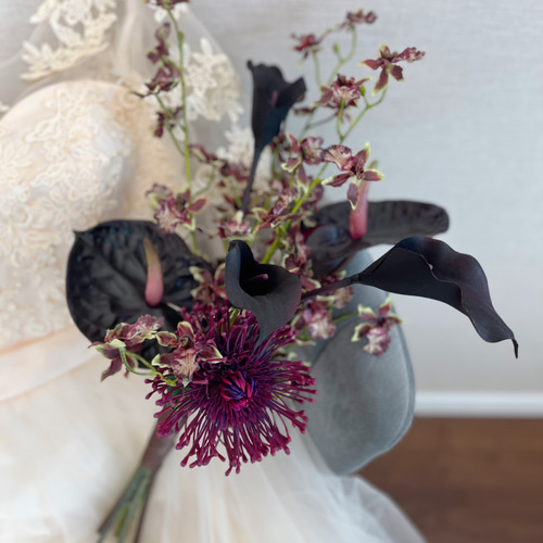 シック ロケーションフォト アンスリウム ウエディングブーケ アーティ