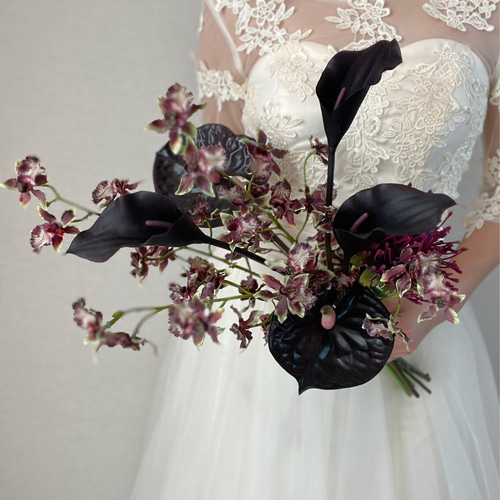 シック ロケーションフォト アンスリウム ウエディングブーケ アーティ