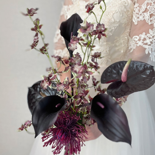 シック ロケーションフォト アンスリウム ウエディングブーケ アーティ