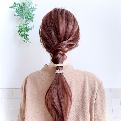 2点セット】3連 ビーズ ヘアゴム / ヘアカフ シンプル オフィス 2点セット】3連 ビーズ ヘアゴム / ヘアカフ シンプル オフィス
