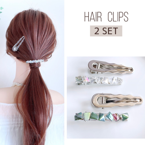 2点セット】3連 ビーズ ヘアゴム / ヘアカフ シンプル オフィス
