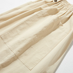 一年四季都可以使用的質感喇叭裙 長裙 100%棉 內襯 米色 230209-1 第8張的照片