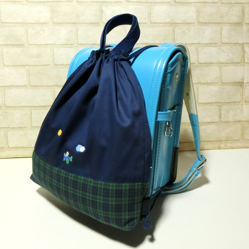 ファミリアワッペン付き《ひこうき》ナップサック 6点セット入学 ファミリアワッペン付き《ひこうき》ナップサック 6点セット入学