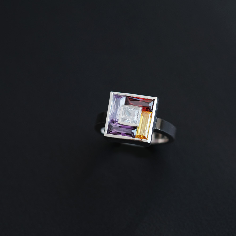 スクエア パレット メンズ リング シルバー925