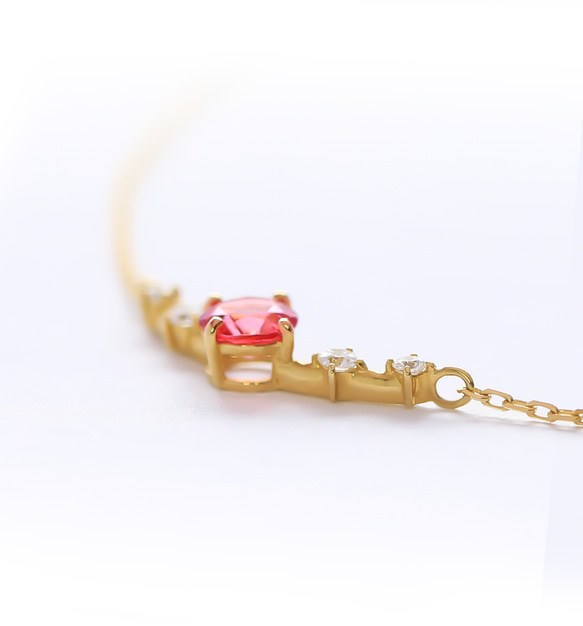 K18 アヤナスピネル(ピンクスピネル) ＆ダイヤモンドのネックレス（ラウンドカット）~Ello Lily~ 8月誕生石 7枚目の画像