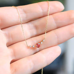 K18 阿雅娜尖晶石（粉色尖晶石）和鑽石項鍊（圓形切割）~Ello Lily~ 八月生日石 第4張的照片