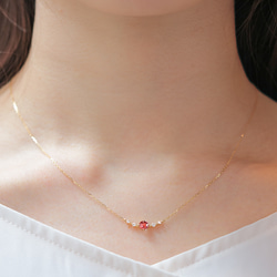 K18 アヤナスピネル(ピンクスピネル) ＆ダイヤモンドのネックレス（ラウンドカット）~Ello Lily~ 8月誕生石 3枚目の画像