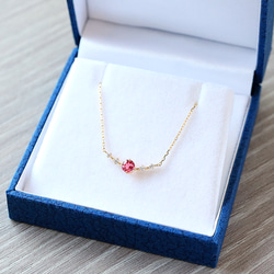 K18 アヤナスピネル(ピンクスピネル) ＆ダイヤモンドのネックレス（ラウンドカット）~Ello Lily~ 8月誕生石 6枚目の画像