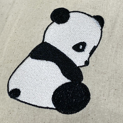 【包郵】熊貓背影刺繡棉質抽繩提把背包 第9張的照片