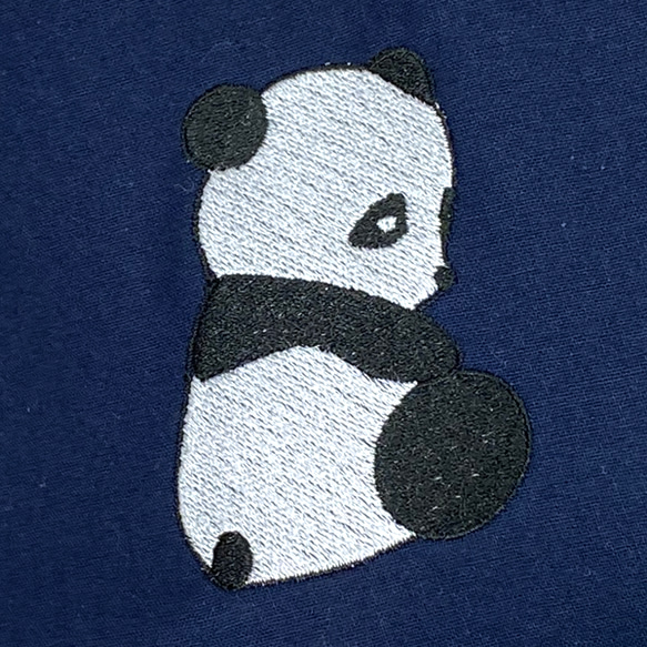 【包郵】熊貓背影刺繡棉質抽繩提把背包 第3張的照片