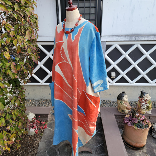 着物リメイク 古布 手作り 大漁旗 ワンピース ワンピース