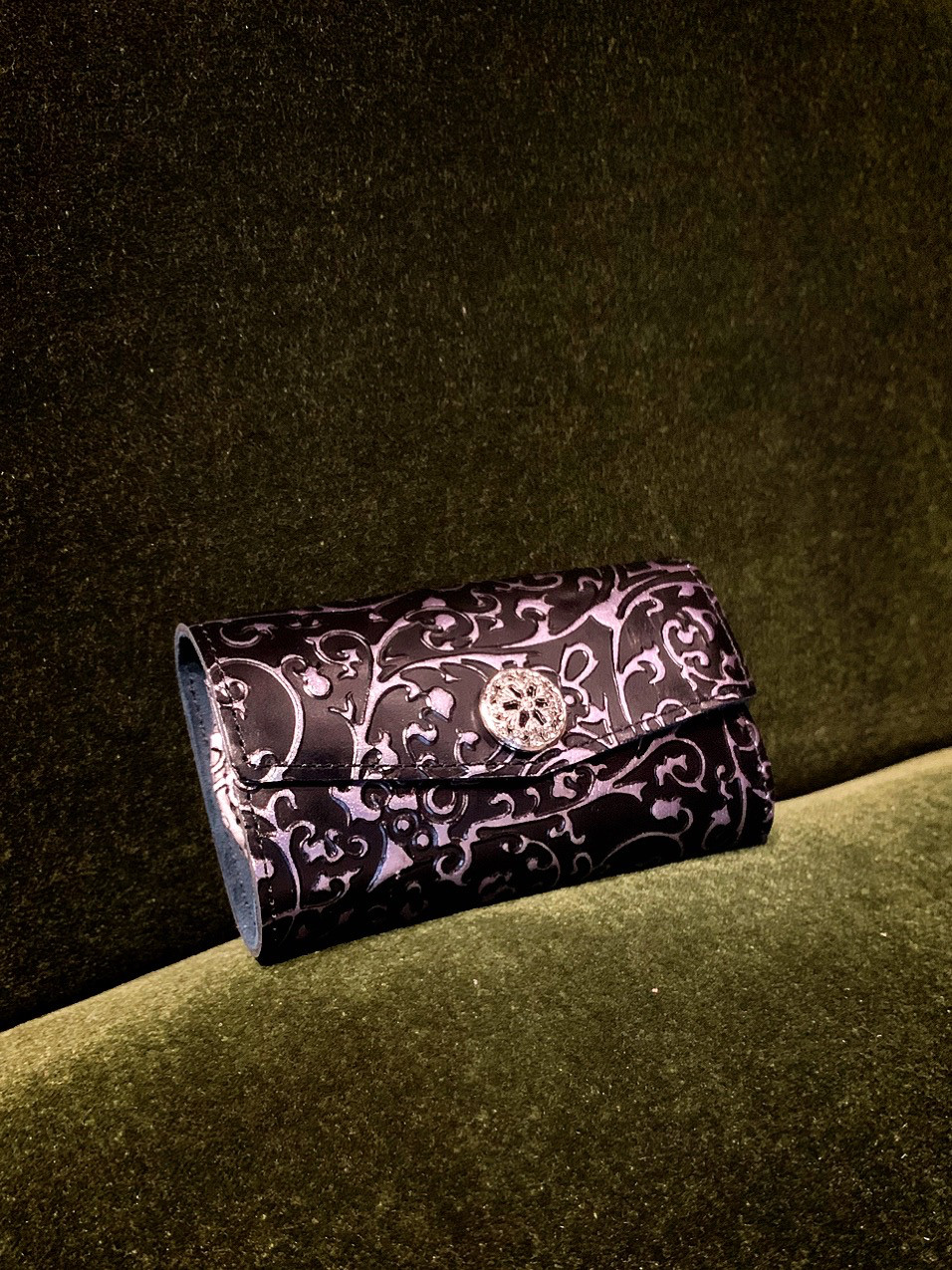 6連シューホーン付きキーケース　ブラックアラベスク