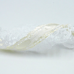 レースエッジサテンリボン（Ivory White/アイボリーホワイト）30mm ×1ｍ 3枚目の画像