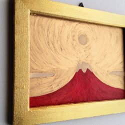 縁起物絵画「赤富士」横・大・原画・油彩・絵画・壁掛け・独立スタンド付き 6枚目の画像