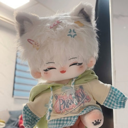 20cmぬいぐるみ 着せ替えぬいぐるみ かわいい 白髪の笑う少年 動物耳