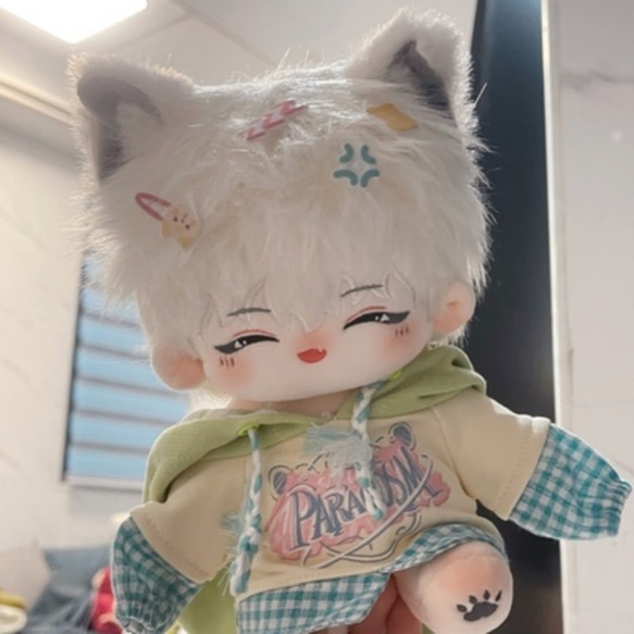 20cmぬいぐるみ 着せ替えぬいぐるみ かわいい 白髪の笑う少年