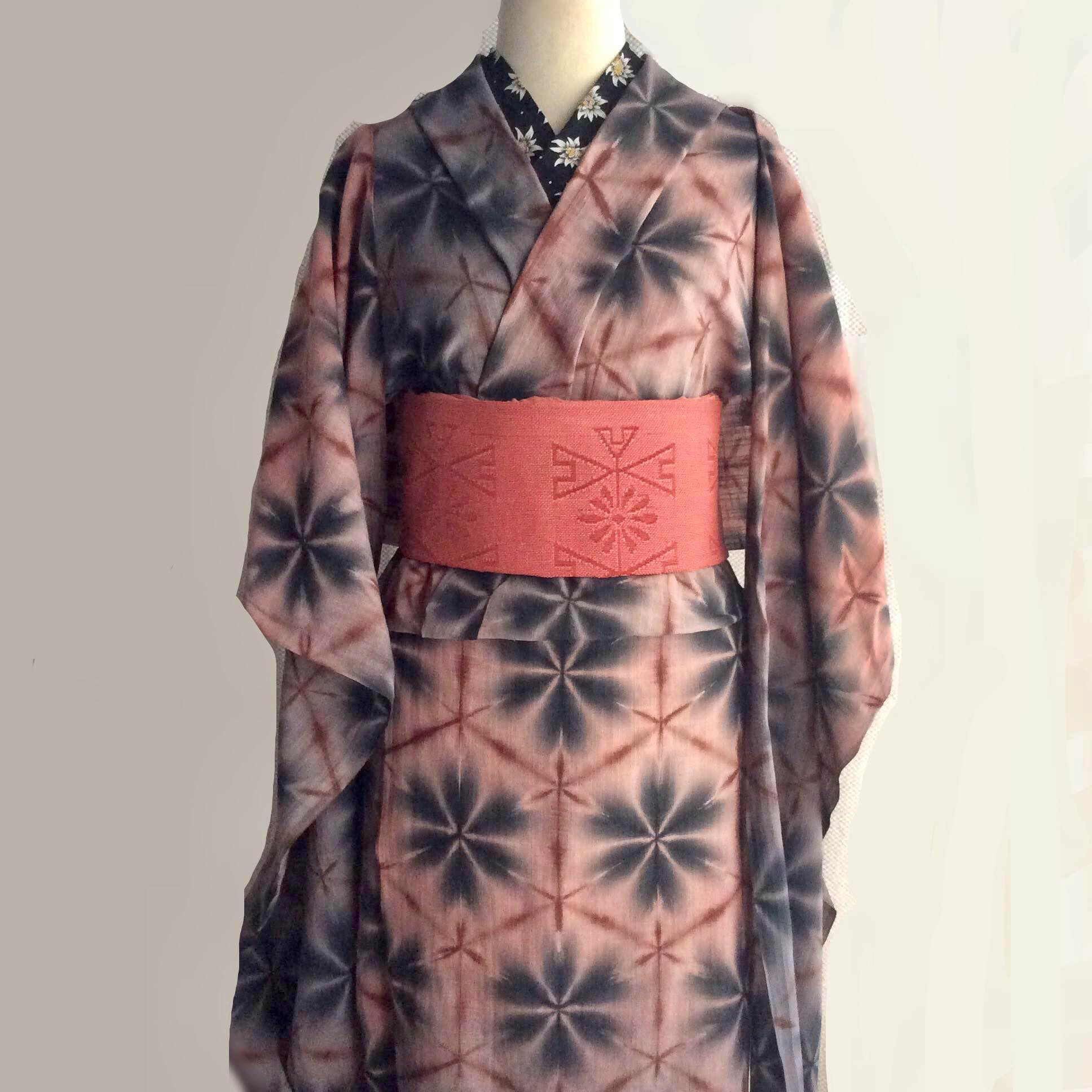 手染め生地 雪花絞り 未仕立て浴衣反物 オーダー