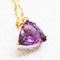 [獨一無二/CB] 寬鬆大號紫水晶三角寶石不銹鋼項鍊 50 厘米用於珠寶 第1張的照片