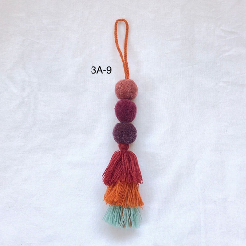 メキシコ/毛糸】ポンポンチャームS（ショート2・アースカラー