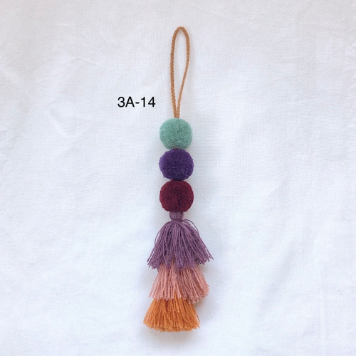 メキシコ/毛糸】ポンポンチャームS（ショート2・アースカラー