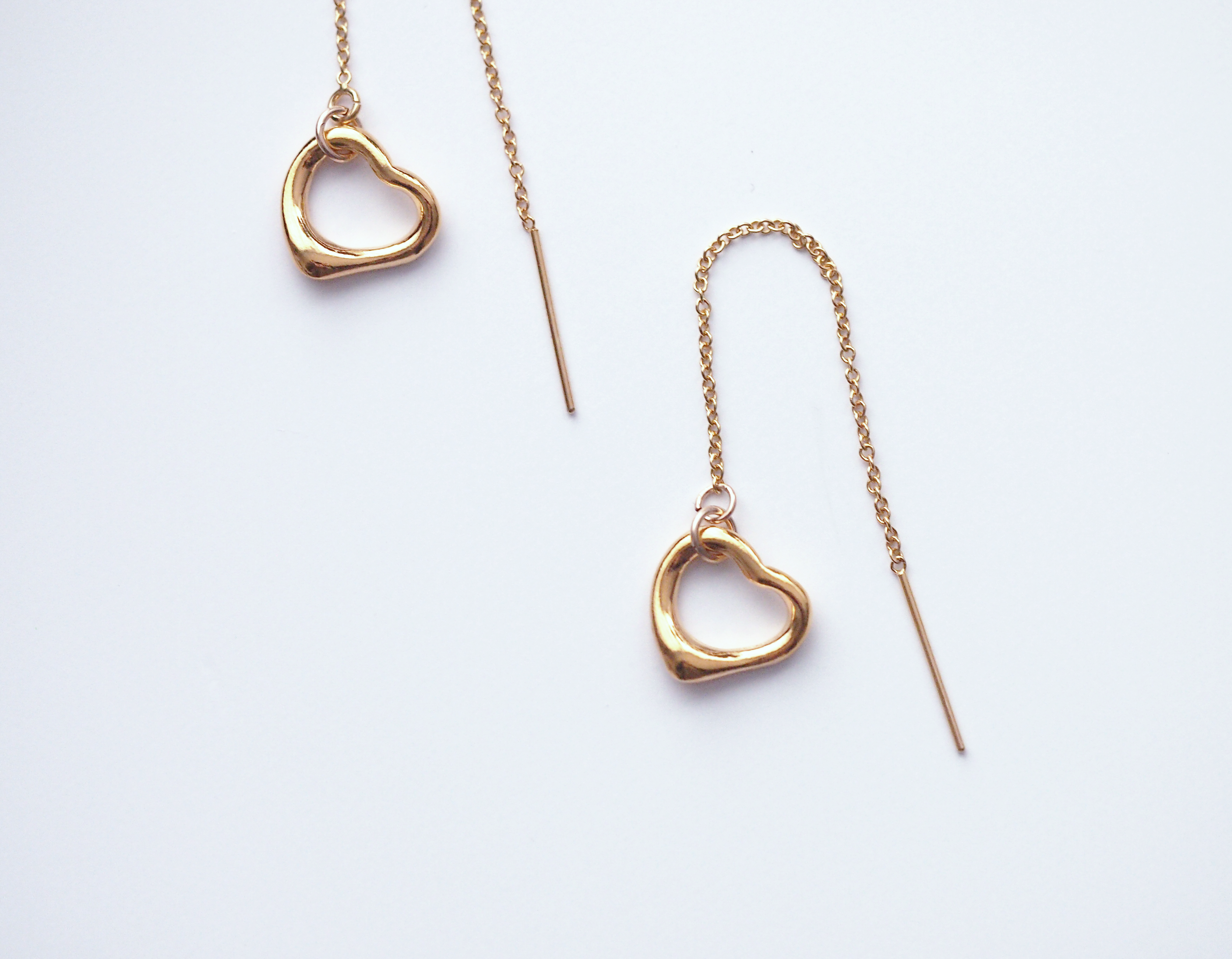 送料無料【24KGP（SV925）/14kgf】愛 オープンハート　チェーンピアス