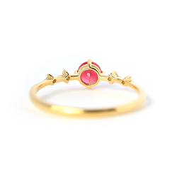 紅寶石和鑽石 K18 戒指圓形切割 ~Ello Lily~ 七月生日石 第10張的照片