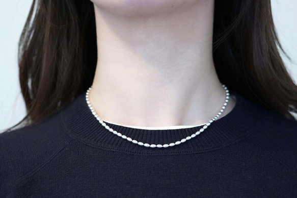【特集掲載】SILVER925 オーバルボールチェーンネックレス 40cm 11枚目の画像