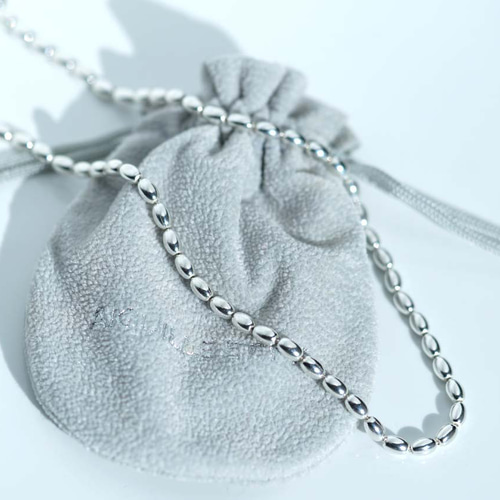 特集掲載】SILVER925 オーバルボールチェーンネックレス 40cm
