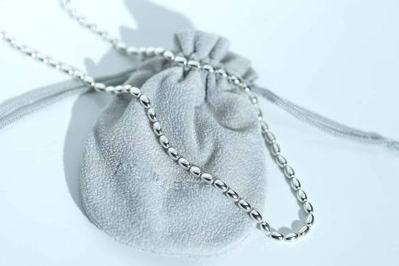【特集掲載】SILVER925 オーバルボールチェーンネックレス 40cm 15枚目の画像