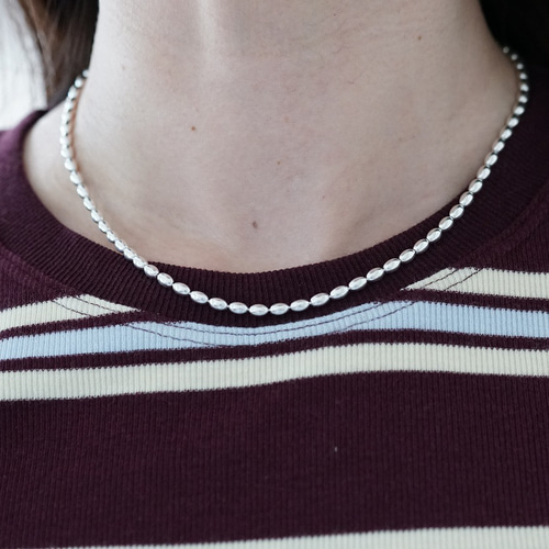 特集掲載】SILVER925 オーバルボールチェーンネックレス 40cm