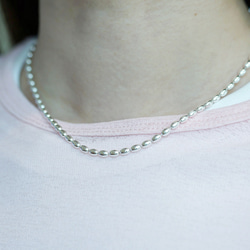 【特集掲載】SILVER925 オーバルボールチェーンネックレス 40cm 10枚目の画像