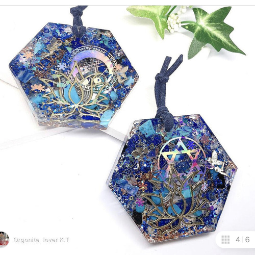 Amazon.co.jp: [AiO JAPAN] 置物 オルゴナイト 六芒星 金箔