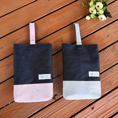 レッスンバッグ＆上履き入れ2点セット星柄＆デニムプリントハンドメイド