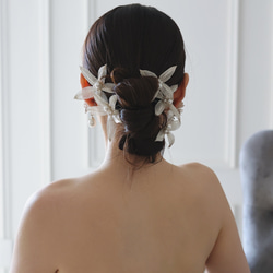 [HA-155] ウェディング　パール　フラワー　髪飾り　ブライダル　ヘアピン　ブライダルアクセサリー　 2枚目の画像