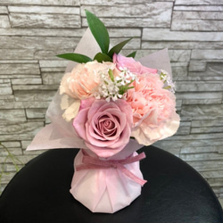 ピンク系アートフラワーブーケ 022】花瓶付きブーケ ミニ ピンク フレッシュフラワー スタンディング