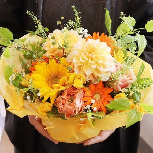 006】季節限定☆ ひまわり ダリア ビタミンカラー フレッシュフラワー