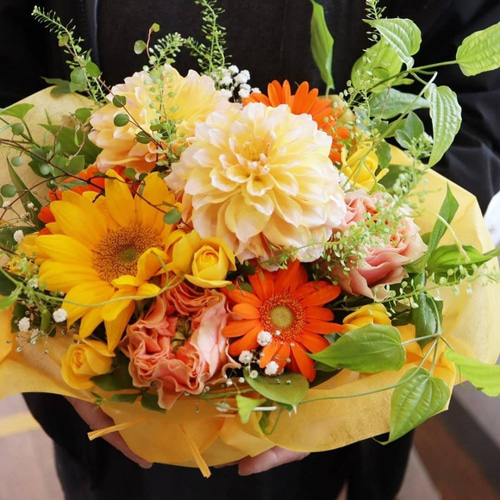 006】季節限定☆ ひまわり ダリア ビタミンカラー フレッシュフラワー